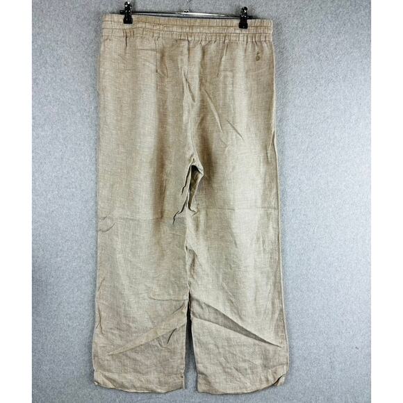 Tommy Bahama Womans Sz Large Pants Wide Leg 100% Linen Pockets Pull On Tan - Picture 4 of 9